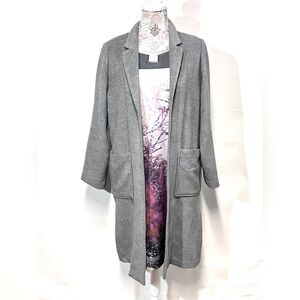 H&M Gray notched collar super soft midi coat size 4.